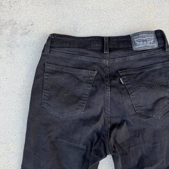 Levis 725 High Rise Bootcut Jeans Women 28 Black Stretch Denim Flare L32 - Picture 8 of 11